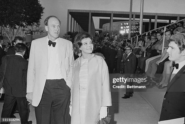 Actress Patricia Neal and husband, Roald Dahl, arriving for the Academy Awards presentations.