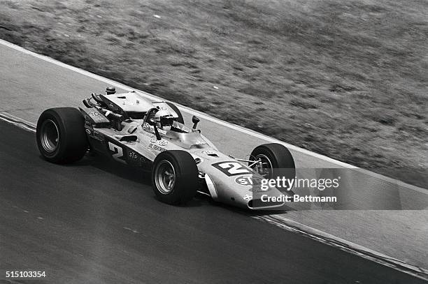 Italian-born, Mario Andretti is at the wheel of his Ford-Hawk during the Indianapolis 500-mile race at Indianapolis Speedway on May 30th in this...