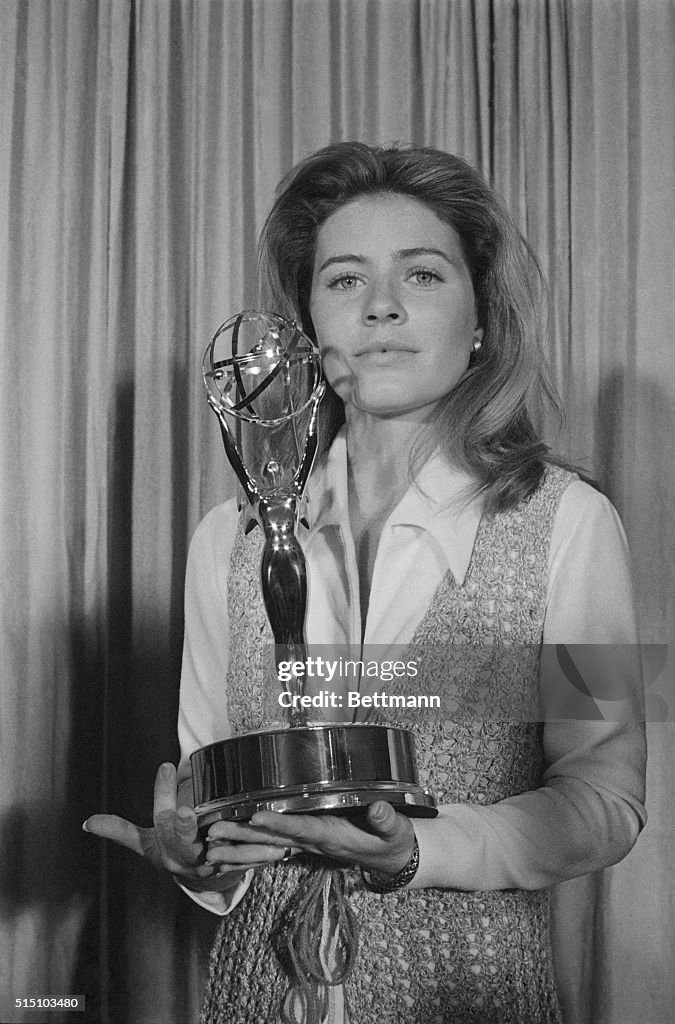 Actress Patty Duke Holding Emmy