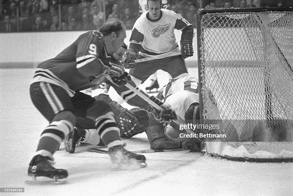 Bobby Hull Attempting to Score in Game
