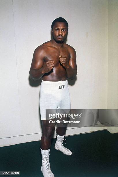 Heavyweight champion boxer Joe Frazier is shown here at the boxing training session.