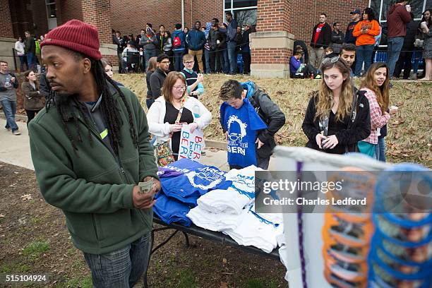 Guests wait to enter a rally for Democratic presidential candidate U.S. Sen. Bernie Sanders in the Activities and Recreation Center on the campus of...