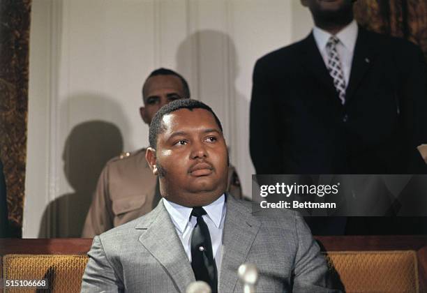 Port-au-Prince, Haiti: Haitian president Jean Claude Duvalier holds a news conference at the presidential palace here.