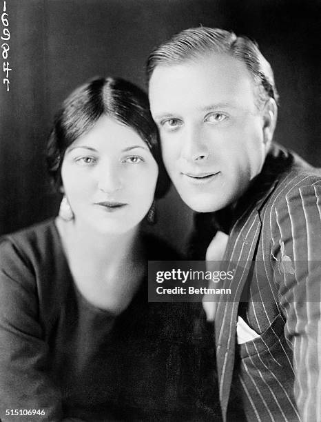 Unusual photograph of Mr. And Mrs. Frank Mayo...The film star defends his "Marriage of Love" to Dagmar Godowsky in face of investigation with...