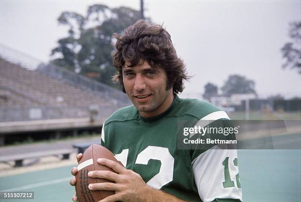 New York Jets' Joe Namath is shown here as he poses with a football.