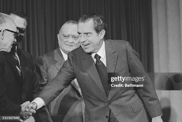 June 30, 1971 - Washington: President Nixon gave an all out endorsement to FBI Director J. Edgar Hoover June 30 conceding he is controversial but...