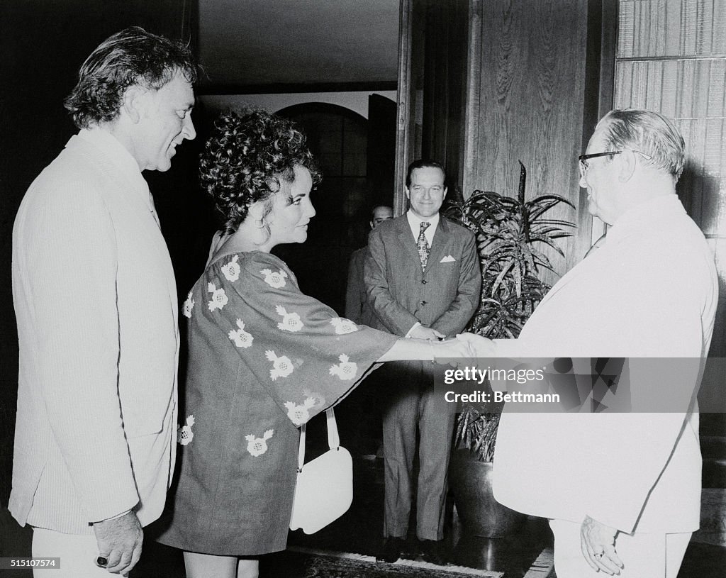 Richard and Elizabeth Burton Greeting Yugoslav Marshal Tito