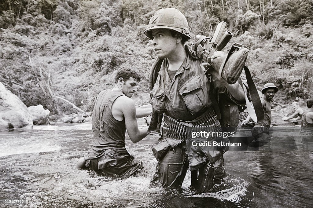 US Troops Ford A Vietnamese River