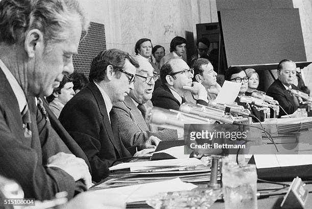 The select Senate Watergate Committee begins its investigation into the Watergate scandal in the Senate Caucus Room before a nationwide TV audience....