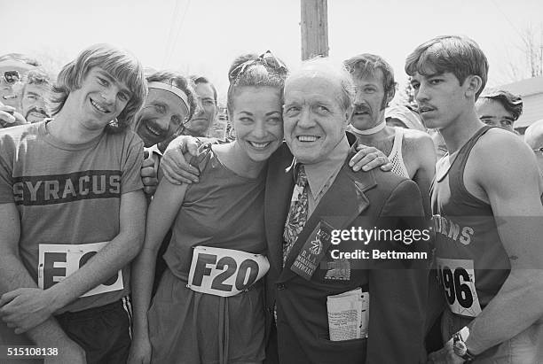 Hopkinton, Mass.: Jock Semple B.A.A., Boston Marathon official, who for years was against women running in the famous Boston Marathon, poses with...
