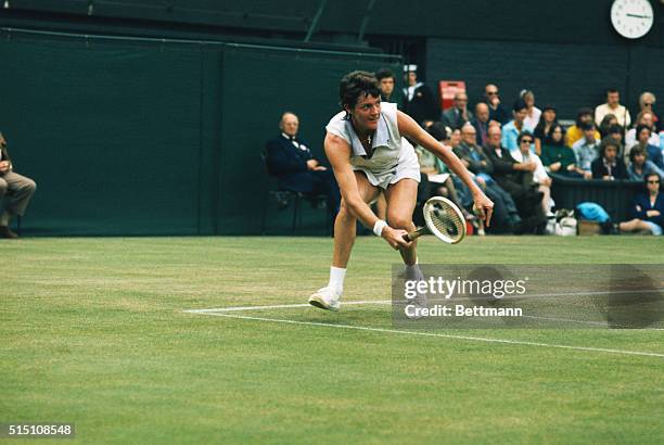 Wimbledon, London, England: Top-seeded Margaret Court defeats fellow Australian Karen Krantzcke in women's singles match of Wimbledon Tennis...