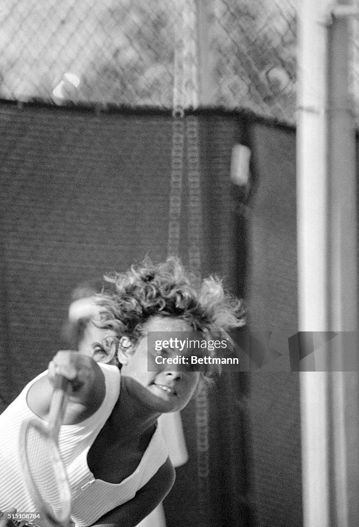 Evonne Goolagong Serving the Ball