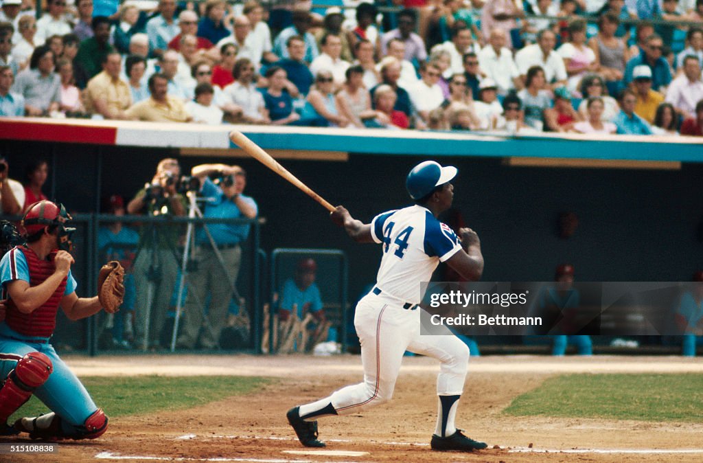 Hank Aaron Hitting a Home Run