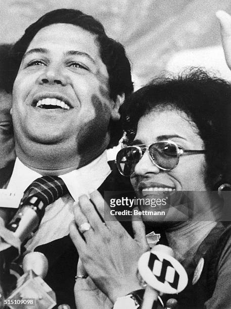 Atlanta Mayor-elect Maynard Jackson and his wife Bunnie are shown here at a victory celebration after Jackson won a runoff election to become the...