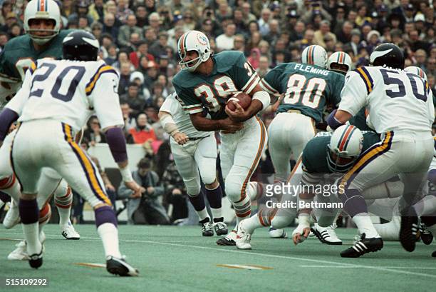Houston, Texas. Miami's Larry Csonka picks up 16-yards and a 1st down during 1st quarter action in the Super Bowl. Csonka broke two Super Bowl...