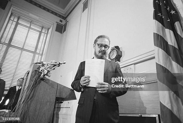 Acting Attorney General Robert H. Bork announces here that he has named Assistant Attorney Henry Petersen to take over the Watergate investigation...