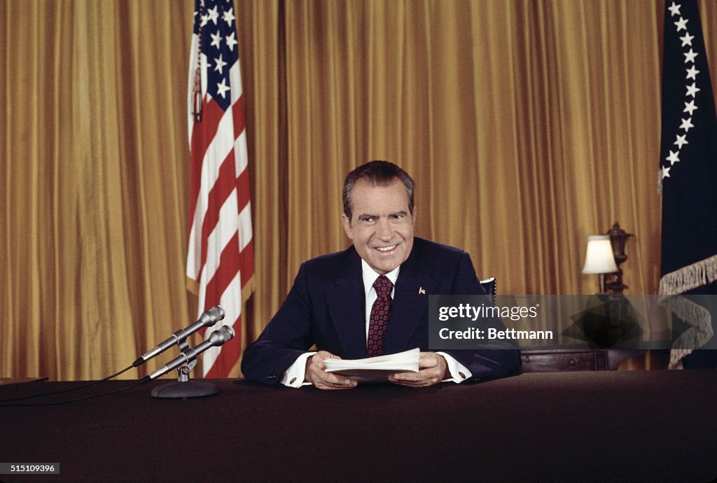 President Richard Nixon after Addressing Nation on Watergate