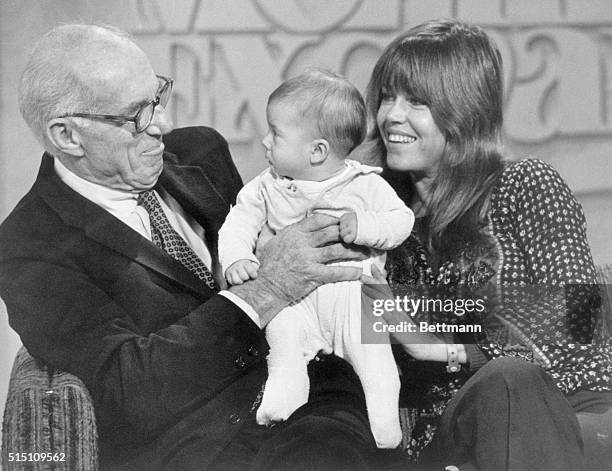 Peace activists Dr. Benjamin Spock and Jane Fonda appeared on a local tv talk show where the 35-year-old actress introduced her son to the famous...