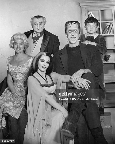 The cast of the CBS television situation comedy 'The Munsters' including American actor and political candidate Al Lewis , American actor and...