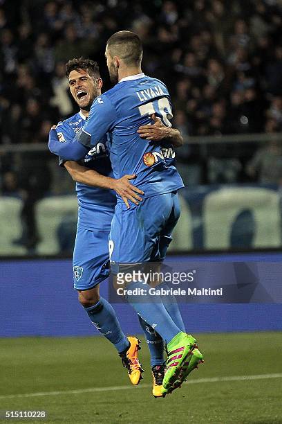 Vincent Laurini of Empoli FC celebrates after scoring a goal during the Serie A match between Empoli FC and UC Sampdoria at Stadio Carlo Castellani...