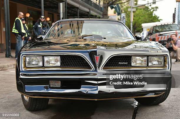 The 1977 Pontiac Trans-Am from the TV show "Smokey and The Bandit" is displayed during the screening of "The Bandit" during the 2016 SXSW Music, Film...