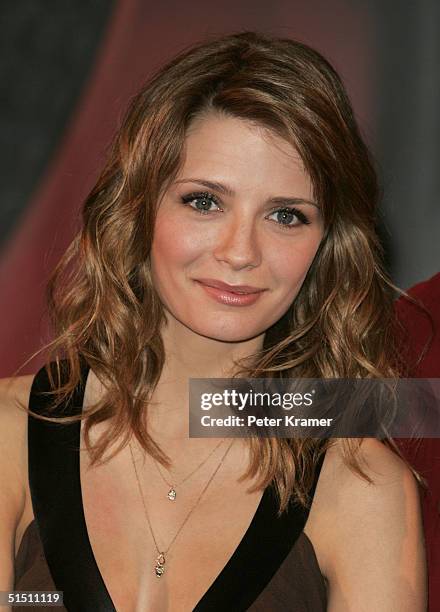 Actress Mischa Barton attends a press conference for the launch of the new Swatch line "Paparazzi" by Swatch and Microsoft on October 20, 2004 in New...