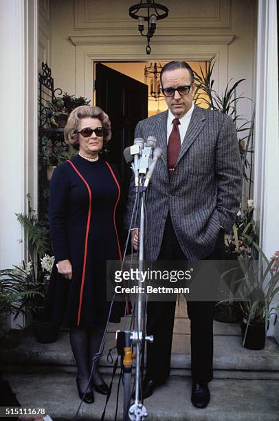 On the front steps of their mansion in the San Francisco suburb of Hillsborough, married couple Catherine Hearst and newspaper publisher Randolph...