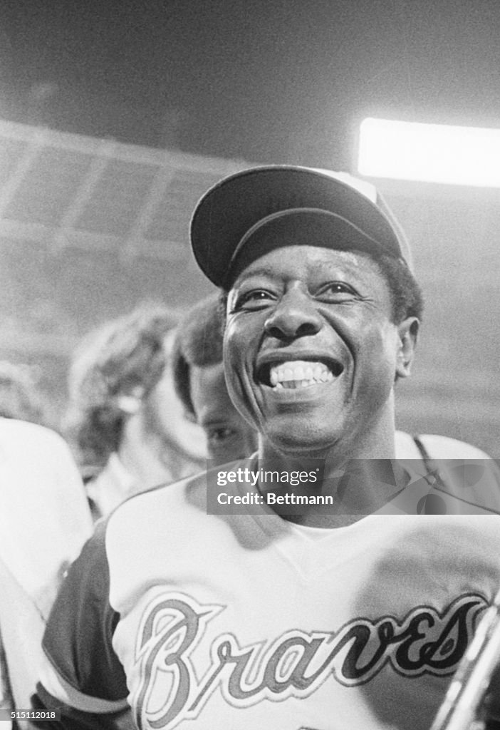 Hank Aaron Wearing Braves Uniform