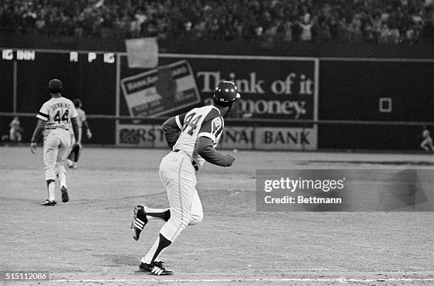 Hank Aaron's mother was watching this home run, as her favorite homer hitter and son, Hammerin Hank made Babe Ruth and also ran here, on April 8th....