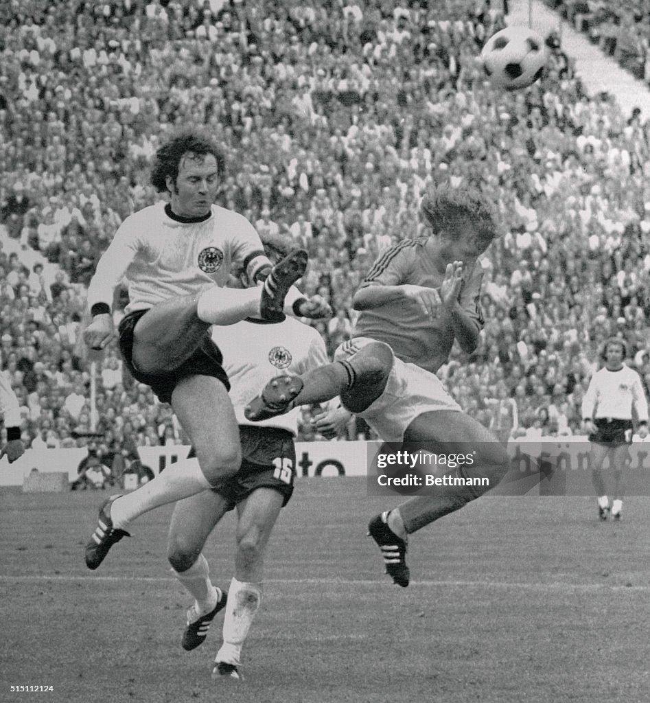 Franz Beckenbauer Kicking a Soccer Ball