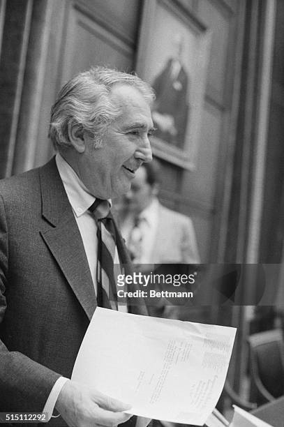 Washington: Republican Peter Rodino , Chairman of the House Judiciary Committee, holds a letter May 1, 1974 that the panel will send to President...
