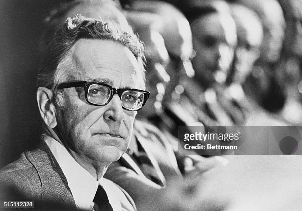 Close-up of Associate Justice Harry Blackmun of the US Supreme Court. He stated that the abortion decision he wrote a year ago, "will be regarded as...