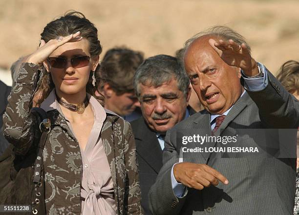 Syria's First Lady Asma al-Assad tours with Paolo Matthiae, the Italian head of the Archeology and History of Art department of Rome's La Sapienza...