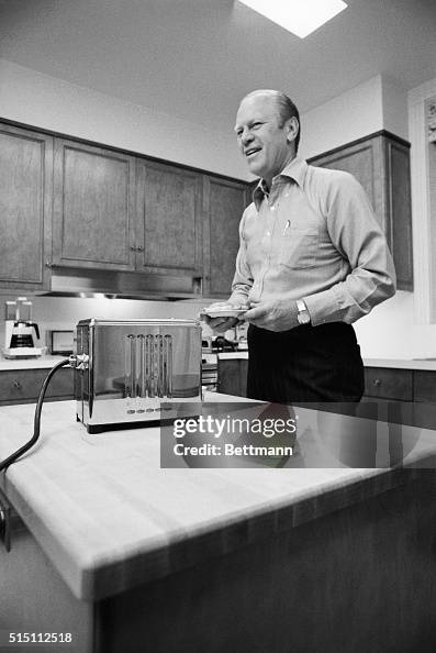 Gerald Ford Carrying English Muffin on Plate