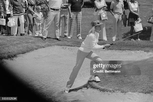 Laura Baugh used a wood to blast out off the sand during the second round of the Colgate Dinah Shore Winners Circle tournament in Palm Springs. Laura...