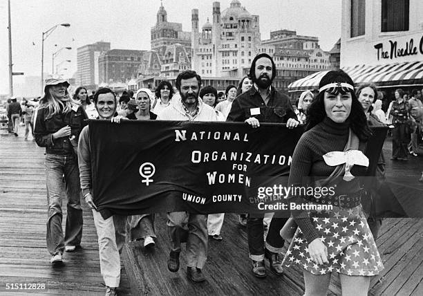 Members of the National Organization of Women parade down the boardwalk in Atlantic City, New Jersey, 9/7. NOW is holding their national convention...