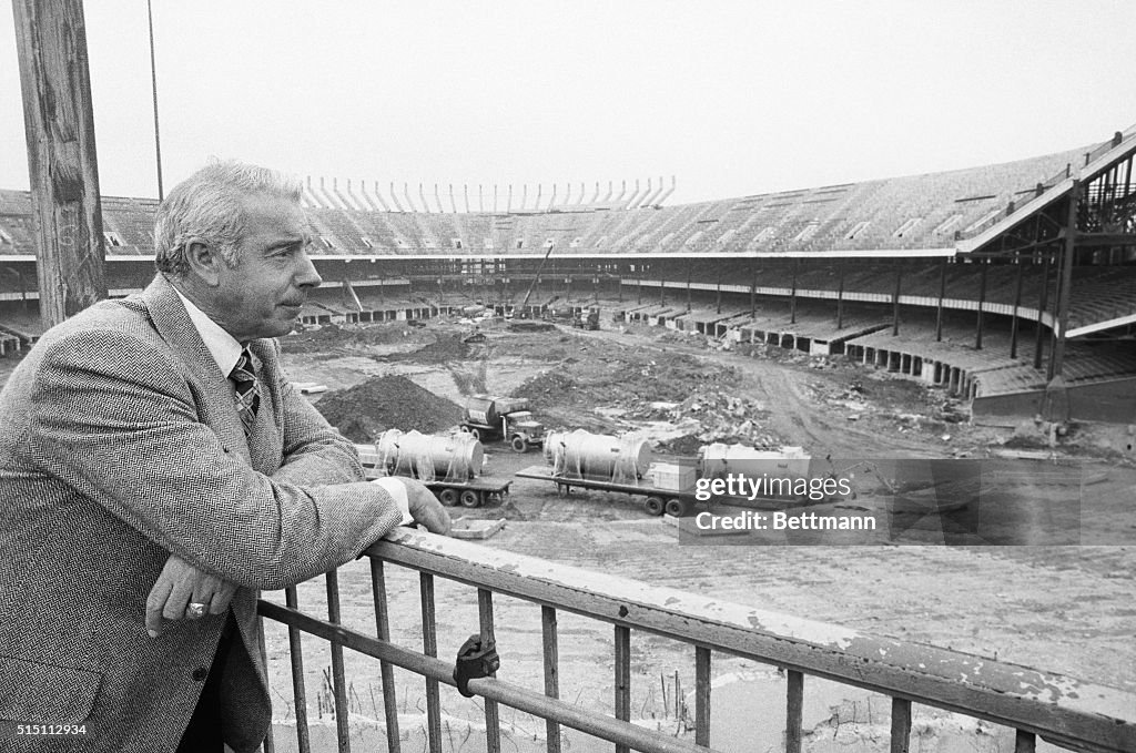 Joe DiMaggio Looking Over Yankee Stadium