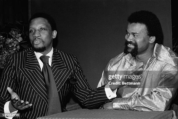 Dick Barnett , assistant coach of the New York Knicks, announces plans for an "All Star sports week for New York" at press conference. At right is...