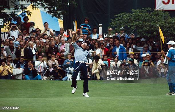 Victory is sweet for Hale Irwin as he gets rid of the little white ball after his final putt in the U.S. Open here 6/16. Irwin won with a score of...