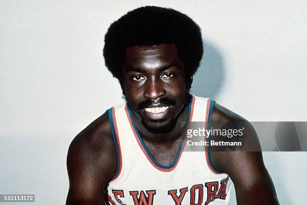 Close up of Earl Monroe, basketball player for the New York Knicks. Undated color slide.