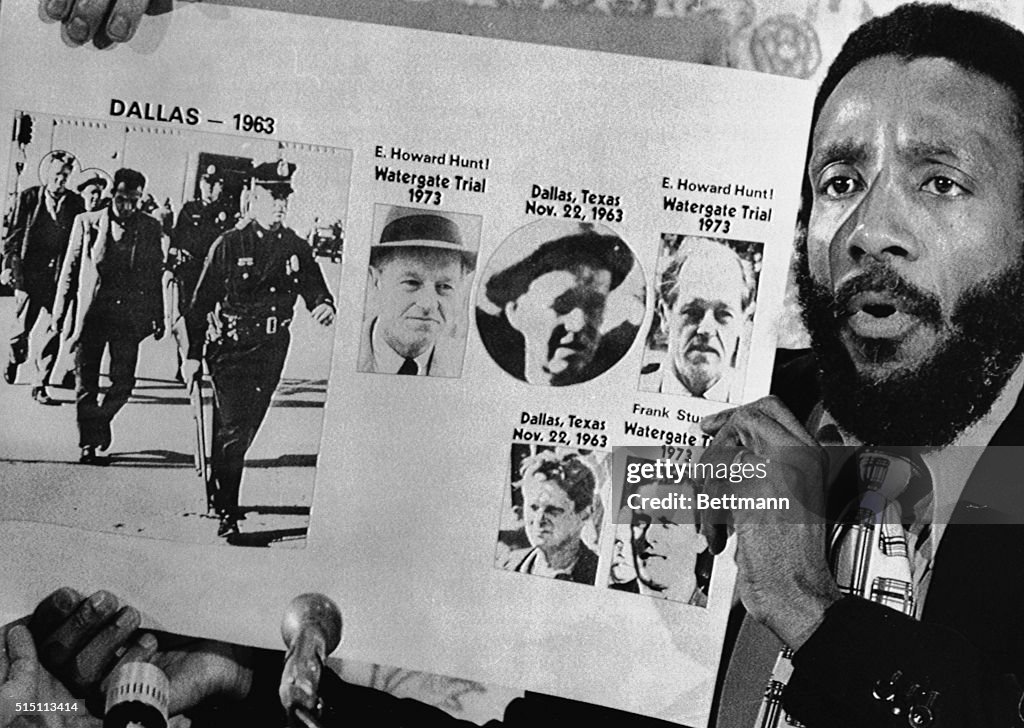 Dick Gregory Holding Possible Illustrations of Activities Linked to Assassinations
