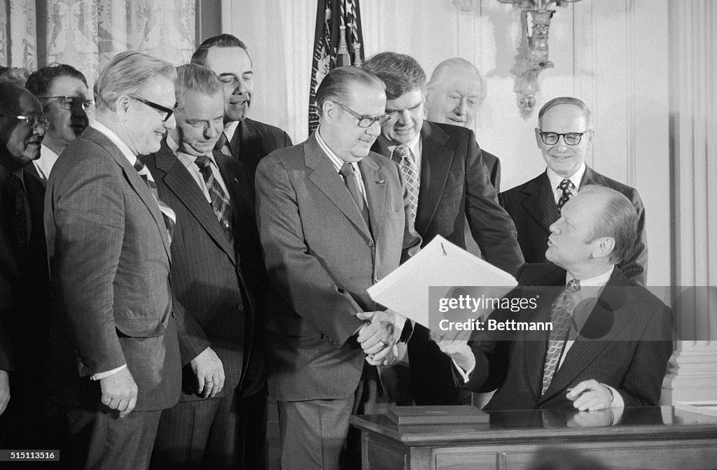 Gerald Ford and Others After Signing Bill
