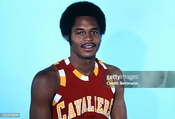 Closeup of Austin Carr, basketball player for the Cleveland Cavaliers in uniform. Undated color slide.