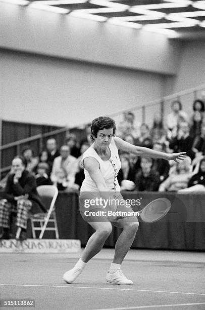 Martina Navratilova races through her quarter-finals match of the Virginia Slims Tournament 2/20 against Betty Stove. Miss Navratilova won 6-1, 6-2,...