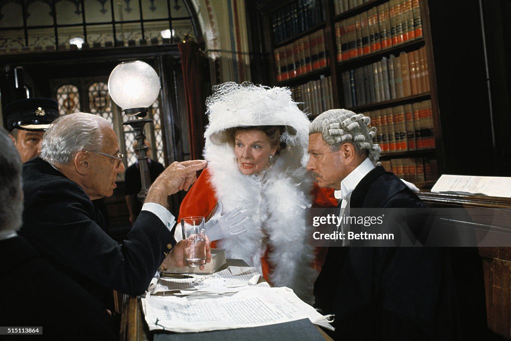 Katharine Hepburn with George Cukor and Sir Laurence Olivier