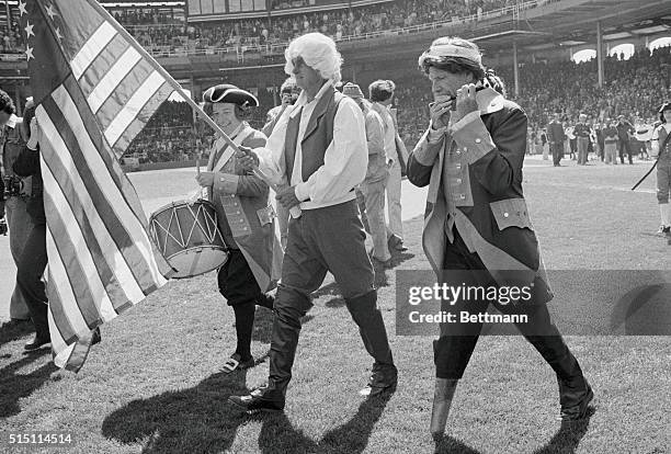 Chicago, Illinois: Opening day ceremonies with a Bicentennial theme finds White Sox owner Bill Veeck staging the first of many stunts, April 9. Veeck...