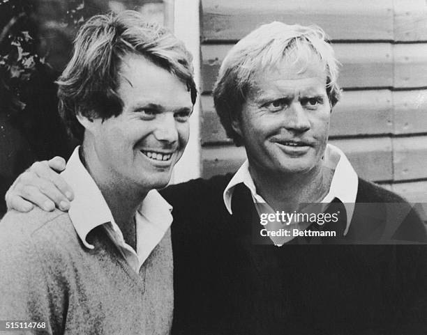 Turnberry, Scotland: Jack Nicklaus of the USA and Tom Watson joint leaders with a score of 203 after the 3rd round in the British Open golf...