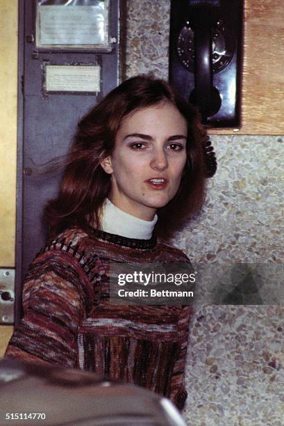 Patricia Hearst is shown as she left San Mateo County Jail in Redwood City en route to San Francisco Federal Courthouse where the jury found her...