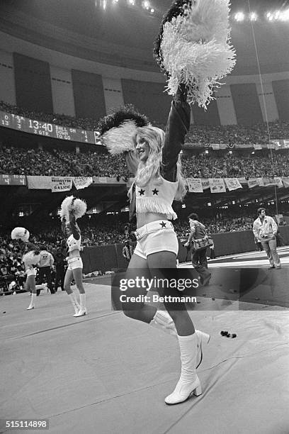 New Orleans, Louisiana: Mimi Austin, Dallas Cowboy cheerleader, at the Super Bowl game in New Orleans, January 15, as the Cowboys defeated the Denver...