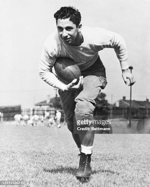 Football player Marshall Goldberg during his years as a Pittsburg Panther at the University of Pittsburg. Goldberg figured spectacularly his team's...